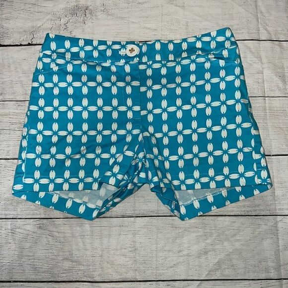 Skirtin’ Around Shorts Blue White Print Preppy sz 6 - Picture 1 of 5